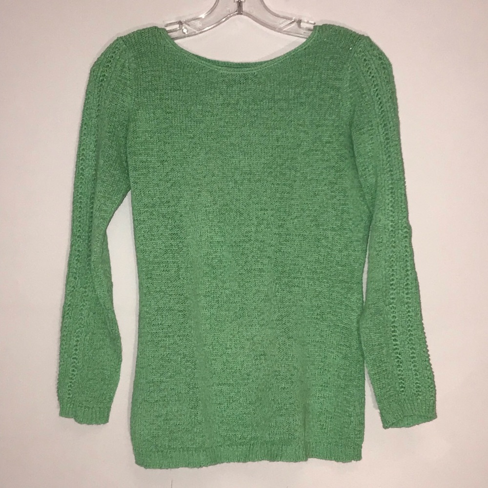Bright green knit sweater